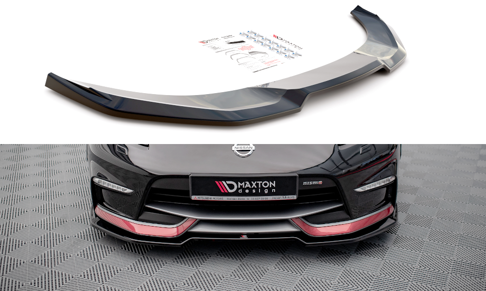 Maxton Design Street+ Spoilerlippe Front Ansatz V.3 passend für Nissan 370Z Nismo Facelift schwarz Hochglanz