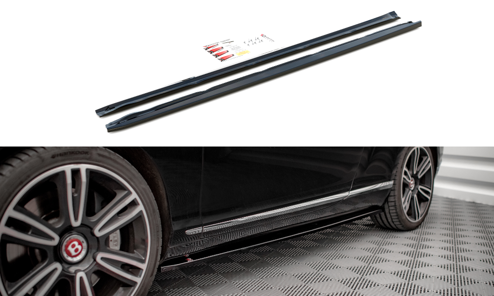 Maxton Design Street+ Seitenschweller Leisten passend für Bentley Continental GT V8 S Mk2 schwarz Hochglanz