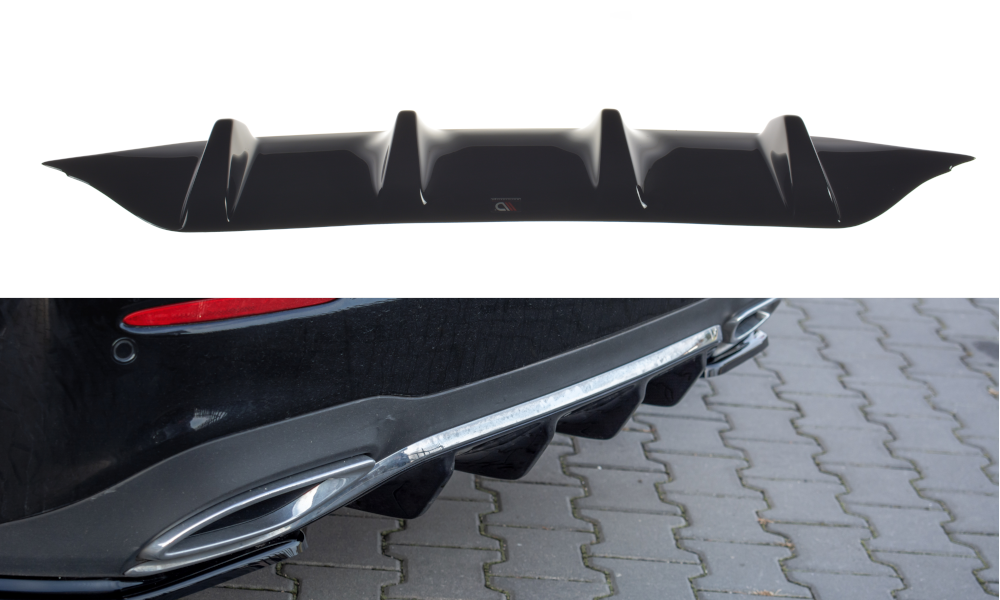 Maxton Design Diffusor Heck Ansatz passend für Mercedes-Benz E43 AMG / AMG-Line Limousine / Kombi W213 / S213 schwarz Hochglanz