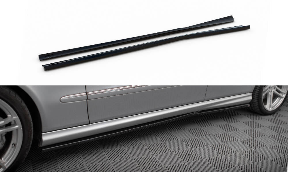 Maxton Design Street+ Seitenschweller Leisten passend für Mercedes-Benz E 55 AMG W211 schwarz Hochglanz