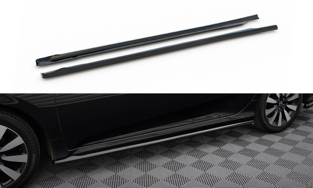 Maxton Design Street+ Seitenschweller Leisten passend für Honda Civic Limousine Mk10 / Mk10 Facelift schwarz Hochglanz