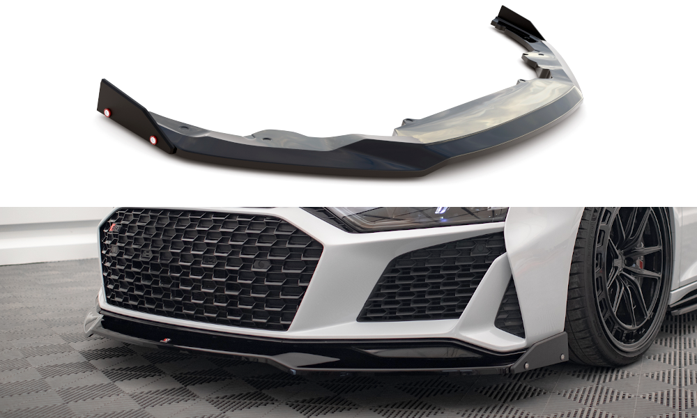 Maxton Design Street+ Spoilerlippe Front Ansatz V.3 + Flaps passend für Audi R8 Mk2 Facelift