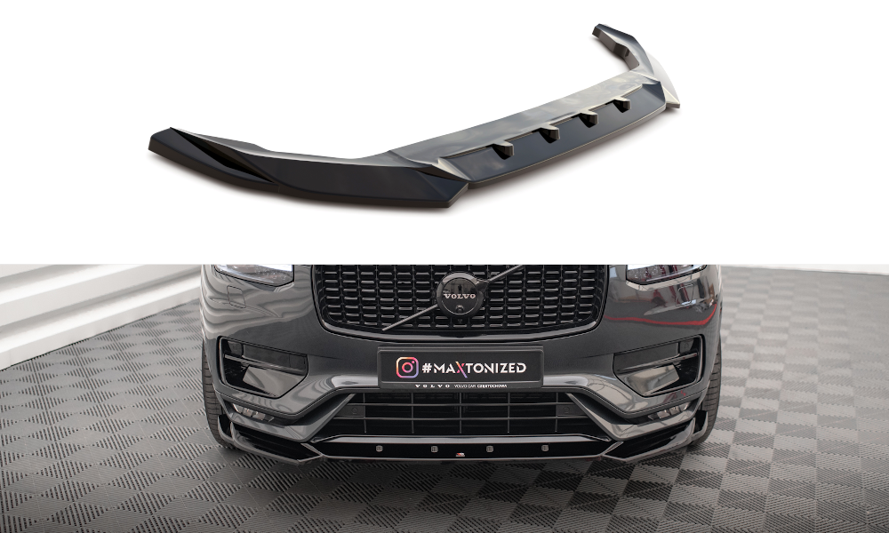 Maxton Design Street+ Spoilerlippe Front Ansatz V.1 passend für Volvo XC90 R-Design Mk2 Facelift schwarz Hochglanz