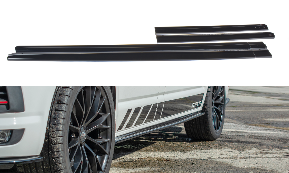Maxton Design Street+ Seitenschweller Leisten passend für VW T6 schwarz Hochglanz