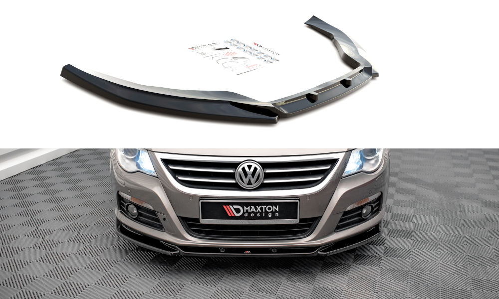 Maxton Design Street+ Spoilerlippe Front Ansatz V.4 passend für VW Passat CC schwarz Hochglanz