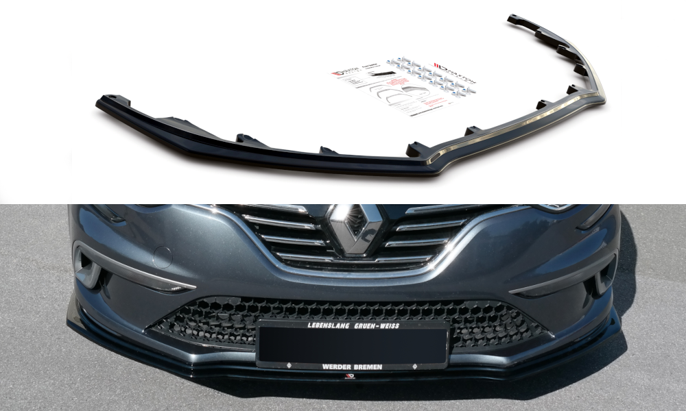 Maxton Design Street+ Spoilerlippe Front Ansatz passend für Renault Megane Mk.4 GT-Line schwarz Hochglanz