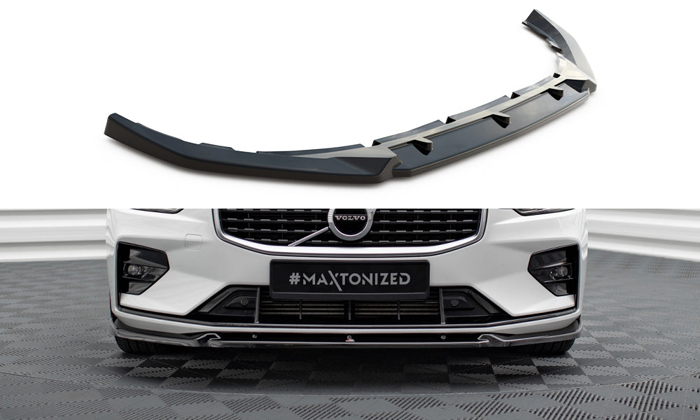 Maxton Design Street+ Spoilerlippe Front Ansatz V.1 passend für Volvo S60/V60 R-Design Mk3 schwarz Hochglanz