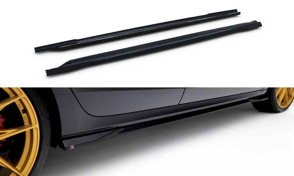 Maxton Design Street+ Seitenschweller Leisten passend für Skoda Octavia Liftback / Combi Mk4 Facelift schwarz Hochglanz