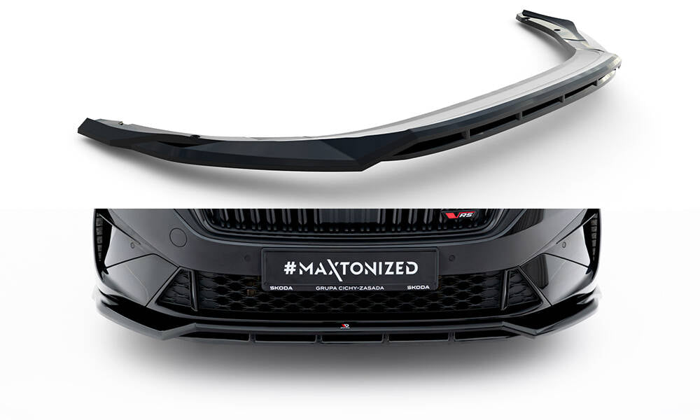 Maxton Design Street+ Spoilerlippe Front Ansatz V.1 passend für Skoda Octavia RS Liftback / Combi Mk4 Facelift schwarz Hochglanz