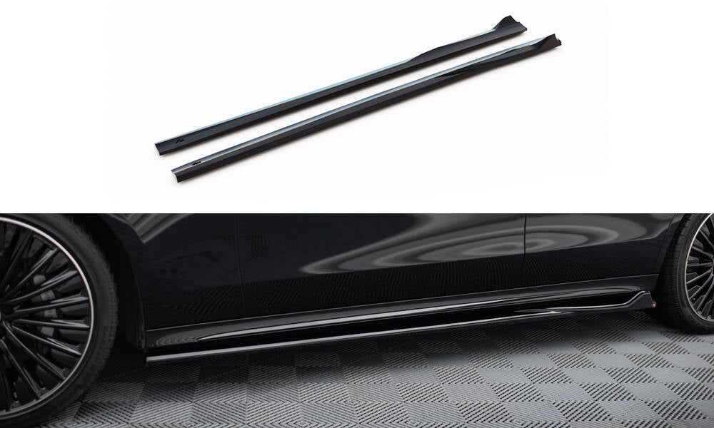 Maxton Design Street+ Seitenschweller Leisten passend für Mercedes-Benz E AMG-Line Limousine / Kombi W214 schwarz Hochglanz