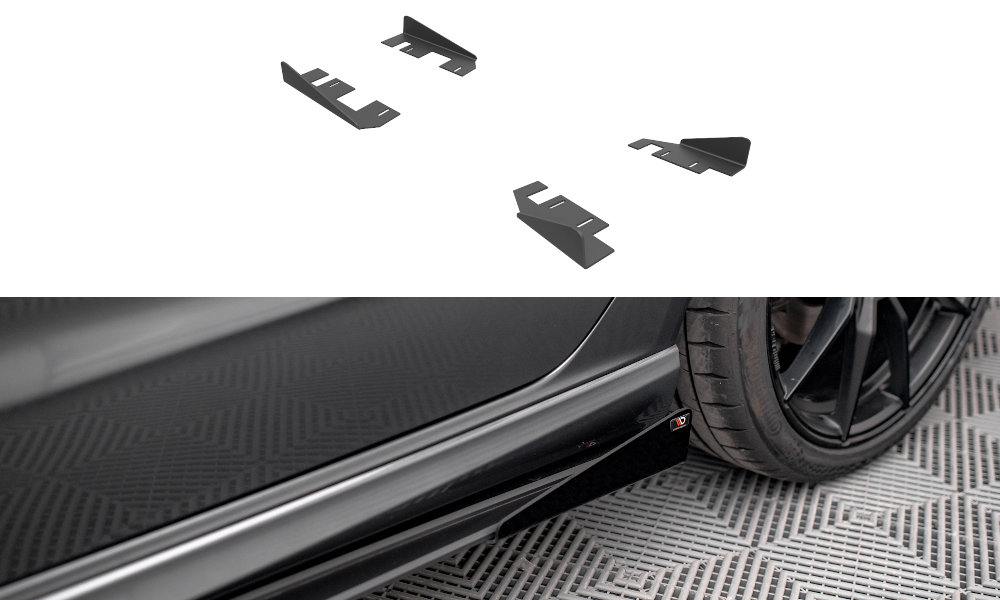 Maxton Design Seitenschweller Flaps passend für Audi S3 / A3 S-Line Sportback 8V Facelift schwarz Hochglanz
