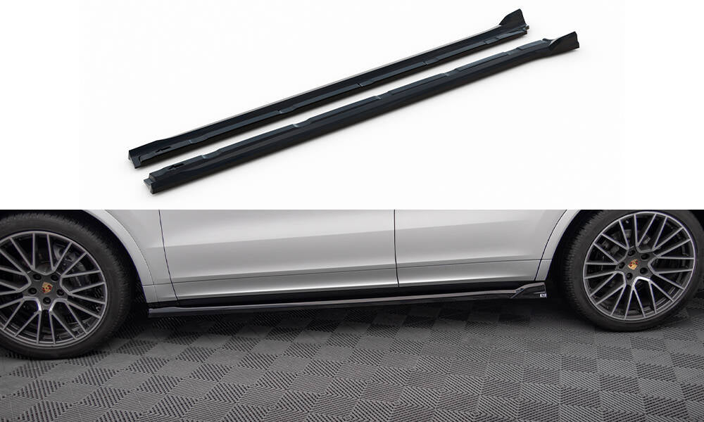 Maxton Design Street+ Seitenschweller Leisten V.2 passend für Porsche Cayenne SUV / Coupe Mk3 Facelift schwarz Hochglanz