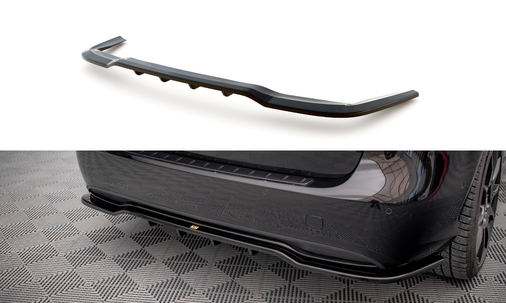 Maxton Design Street+ Mittlerer Diffusor RACE passend für Mercedes-Benz B W246 Facelift schwarz Hochglanz