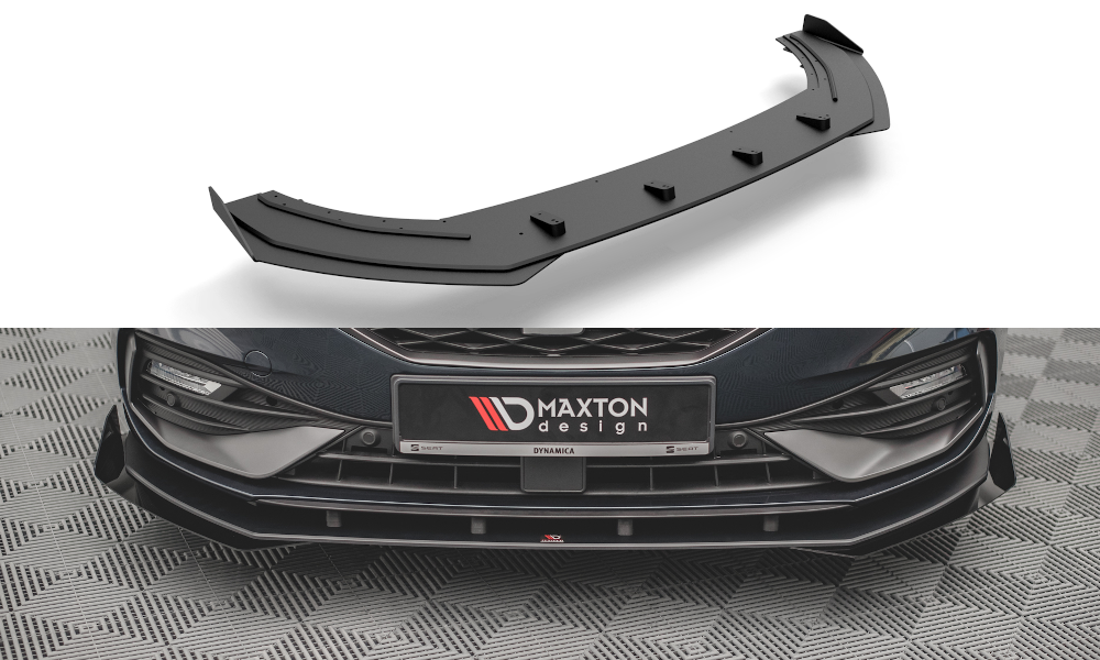 Maxton Design Street Pro Street+ Spoilerlippe Front Ansatz passend für + Flaps passend für Seat Leon FR Mk4 schwarz Hochglanz