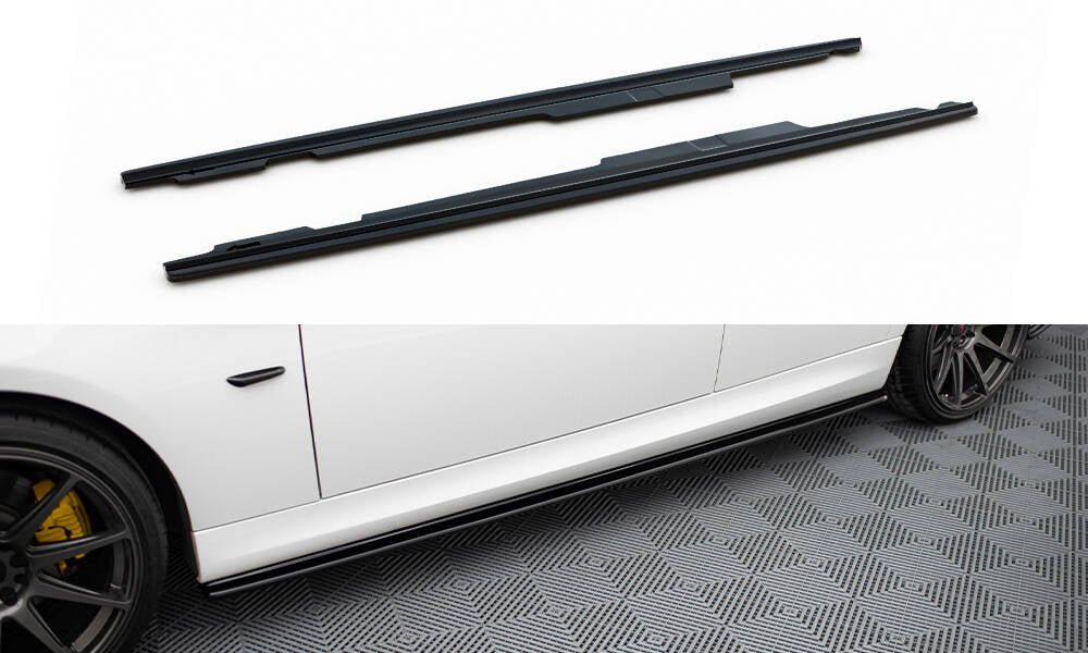 Maxton Design Street+ Seitenschweller Leisten passend für BMW 3er M-Paket Limousine / Touring E90 / E91 schwarz Hochglanz