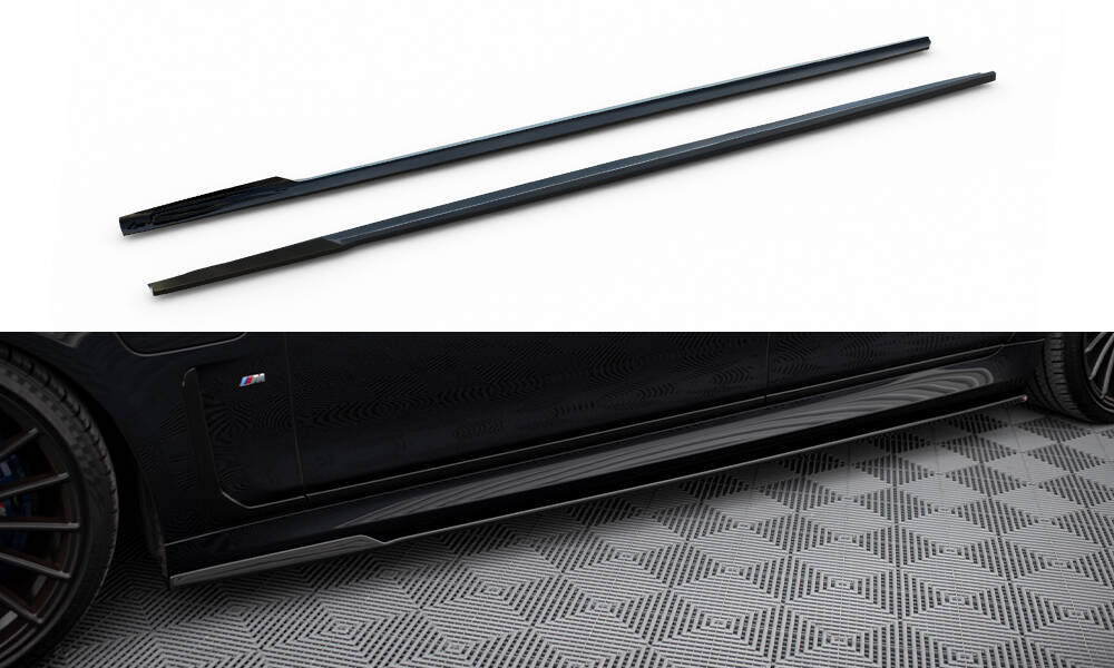 Maxton Design Street+ Seitenschweller Leisten V.2 passend für BMW 7 Lang M-Paket G12 schwarz Hochglanz