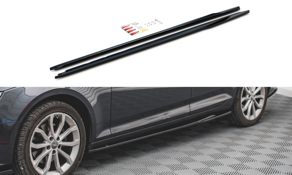 Maxton Design Street+ Seitenschweller Leisten passend für Audi A4 B9 schwarz Hochglanz