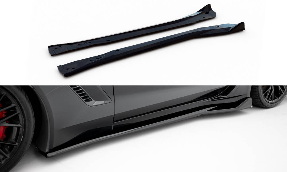 Maxton Design Street+ Seitenschweller Leisten passend für Chevrolet Corvette Z06 C7 schwarz Hochglanz