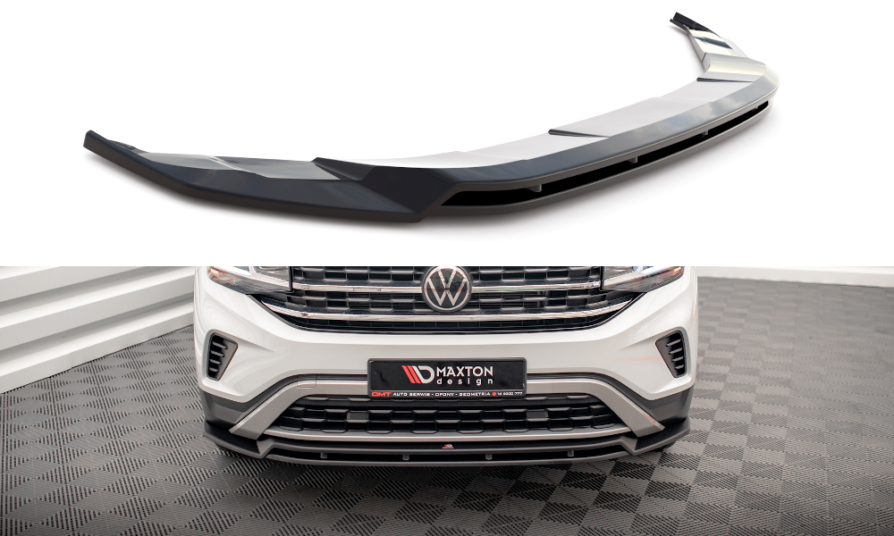 Maxton Design Street+ Spoilerlippe Front Ansatz V.2 passend für VW Atlas Cross Sport schwarz Hochglanz