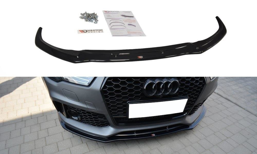 Maxton Design Street+ Spoilerlippe Front Ansatz V.1 passend für Audi RS7 C7 schwarz Hochglanz