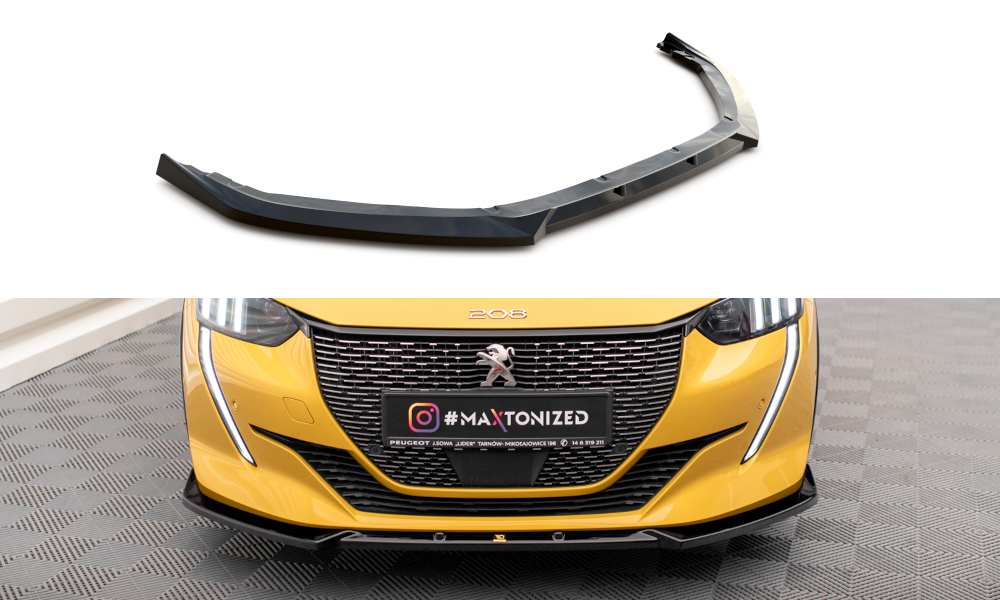 Maxton Design Street+ Spoilerlippe Front Ansatz V.1 passend für Peugeot 208 GT Mk2 schwarz Hochglanz