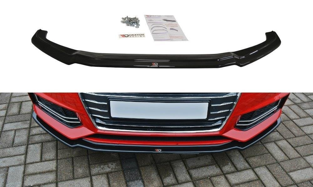 Maxton Design Street+ Spoilerlippe Front Ansatz V.1 passend für Audi S4 / A4 S-Line B9 schwarz Hochglanz