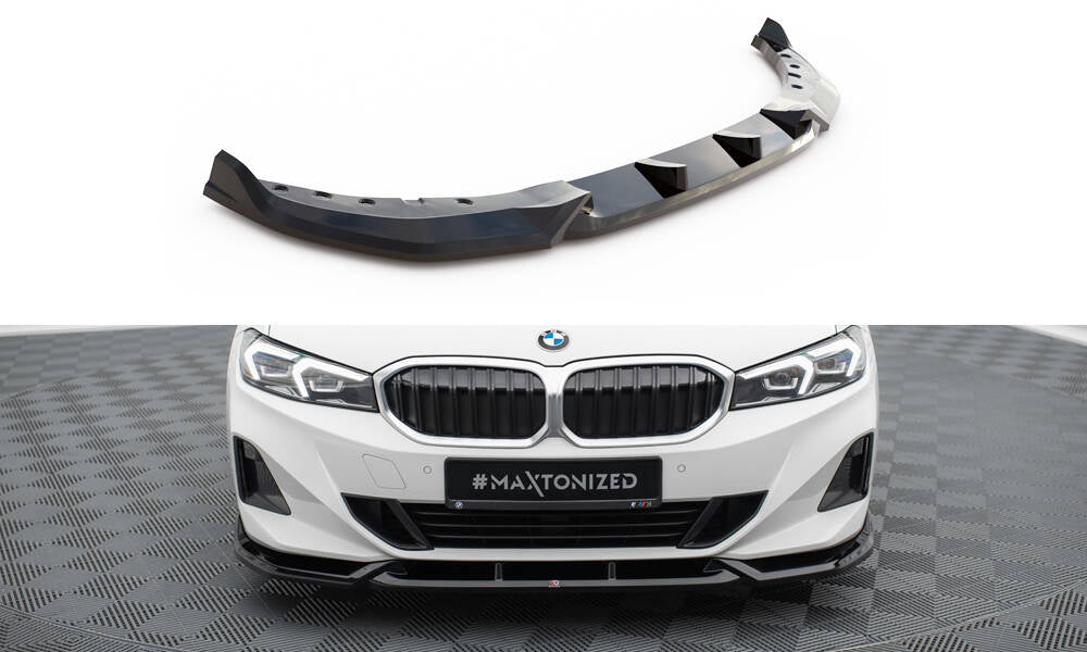 Maxton Design Street+ Spoilerlippe Front Ansatz passend für BMW 3er Limousine / Touring G20 / G21 Facelift schwarz Hochglanz