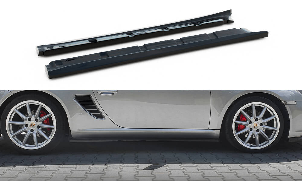 Maxton Design Street+ Seitenschweller Leisten passend für Porsche Boxster 987 schwarz Hochglanz
