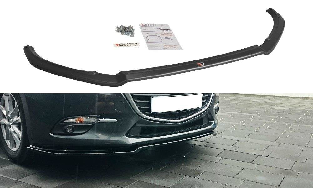 Maxton Design Street+ Spoilerlippe Front Ansatz passend für v.1 Mazda 3 BN (Mk3) Facelift schwarz Hochglanz