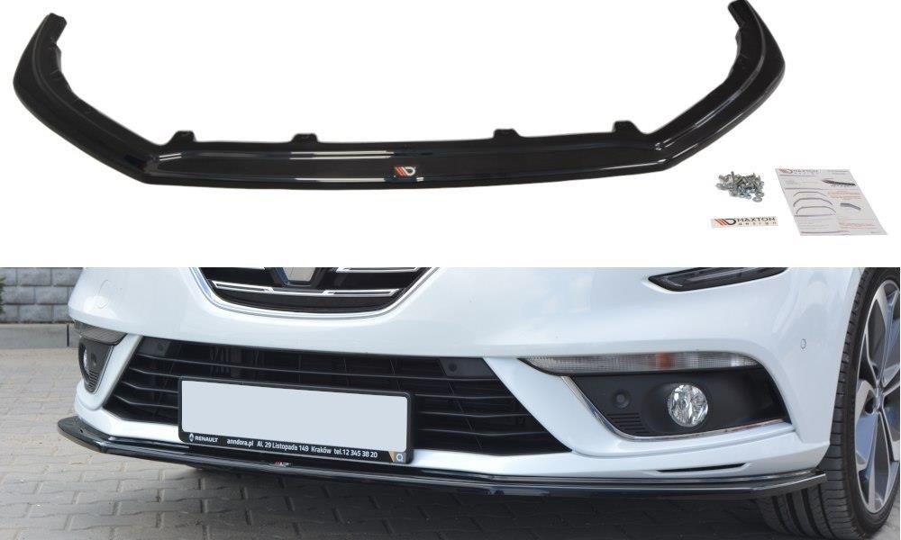 Maxton Design Street+ Spoilerlippe Front Ansatz V.1 passend für Renault Megane Mk4 Hatchback schwarz Hochglanz