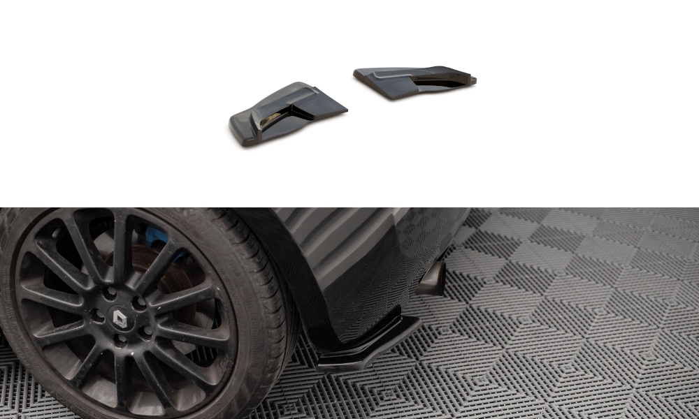 Maxton Design Heck Ansatz Flaps Diffusor passend für RENAULT CLIO III RS schwarz Hochglanz