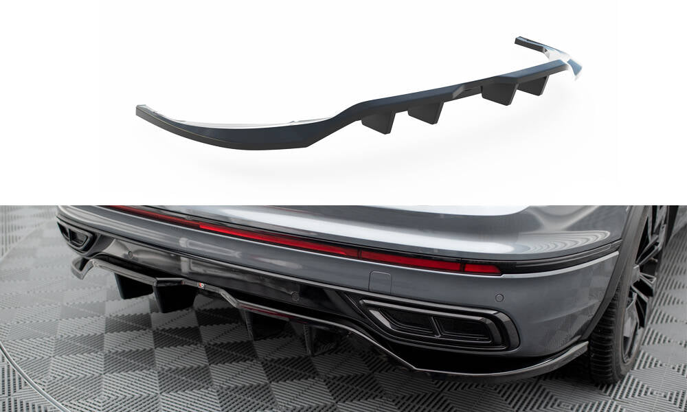 Maxton Design Street+ Mittlerer Diffusor RACE passend für VW Tiguan Allspace R-Line Mk2 Facelift schwarz Hochglanz