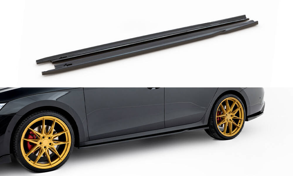 Maxton Design Street+ Seitenschweller Leisten passend für V.1 passend für Skoda Octavia RS Liftback / Combi Mk4 Facelift schwarz Hochglanz