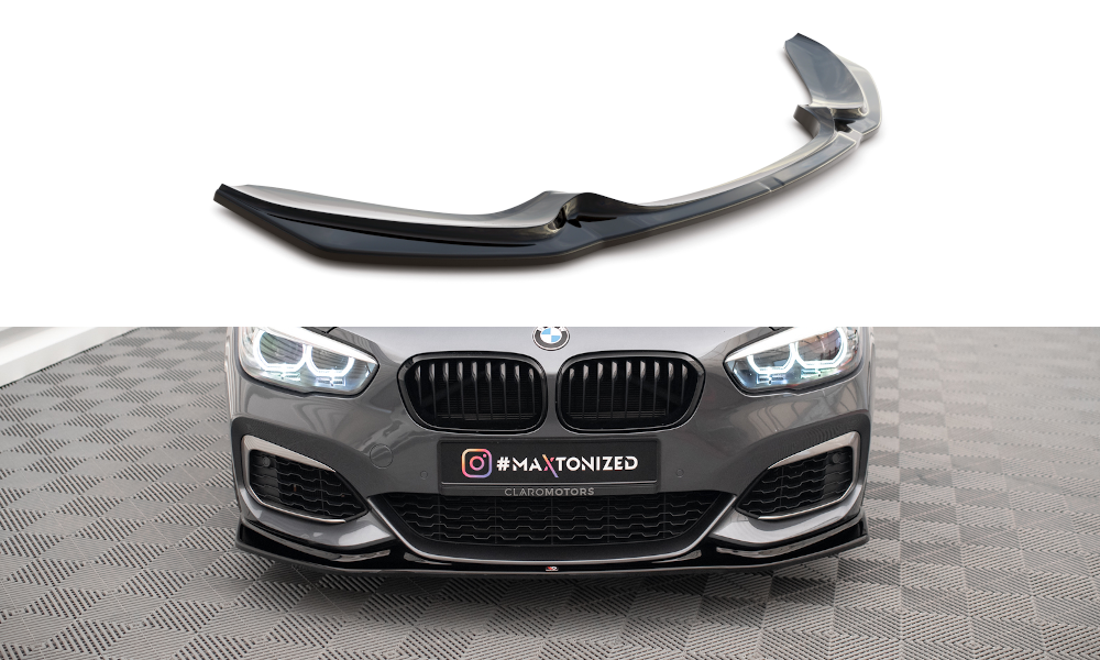 Maxton Design Street+ Spoilerlippe Front Ansatz V.3 passend für BMW 1er F20/F21 M-Power schwarz Hochglanz