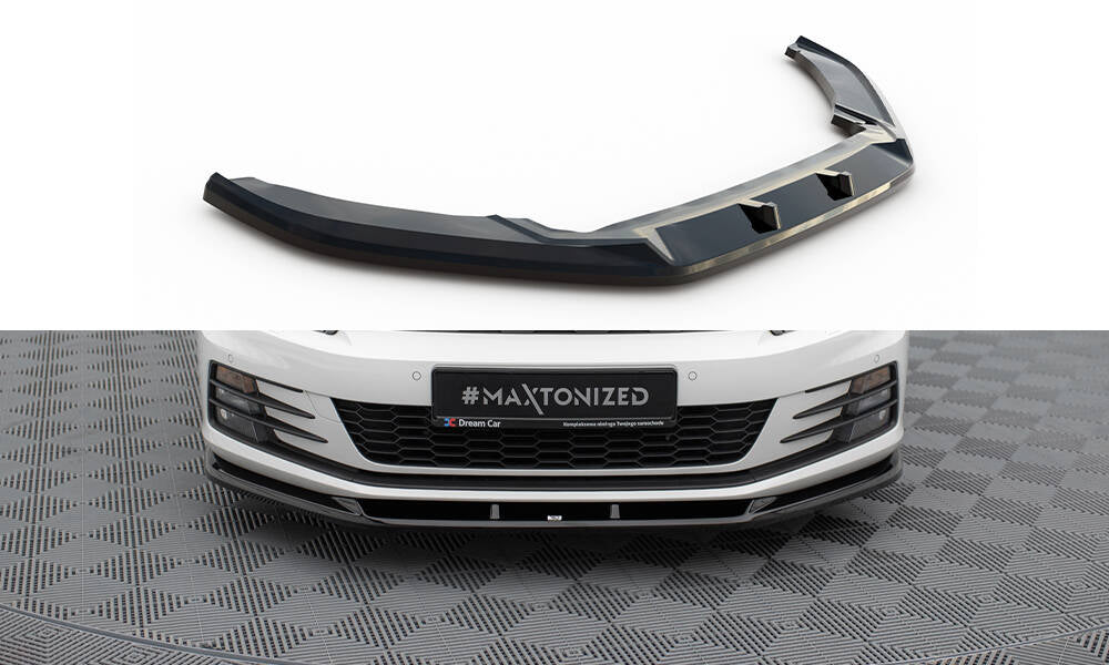 Maxton Design Street+ Spoilerlippe Front Ansatz V.1 passend für VW Scirocco Mk3 Facelift schwarz Hochglanz