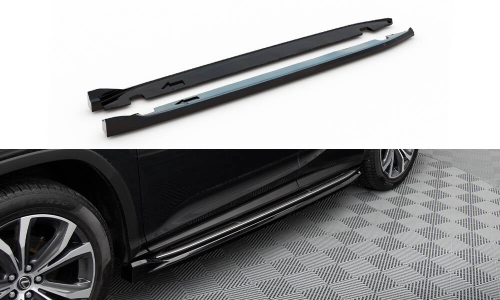Maxton Design Street+ Seitenschweller Leisten passend für Lexus RX Mk4 Facelift (Version mit OEM-Trittbrettern) schwarz Hochglanz