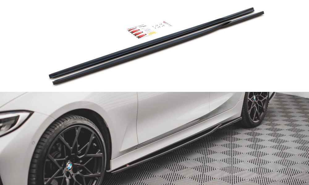 Maxton Design Street+ Seitenschweller Leisten passend für BMW 3er G20 / G21 schwarz Hochglanz