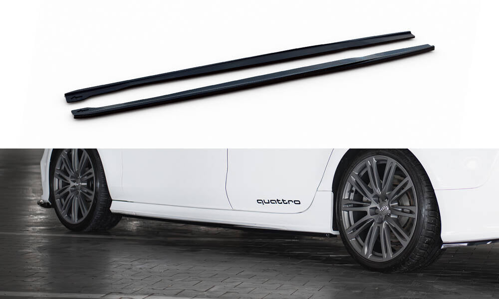 Maxton Design Street+ Seitenschweller Leisten V.2 passend für Audi RS7 C7 schwarz Hochglanz