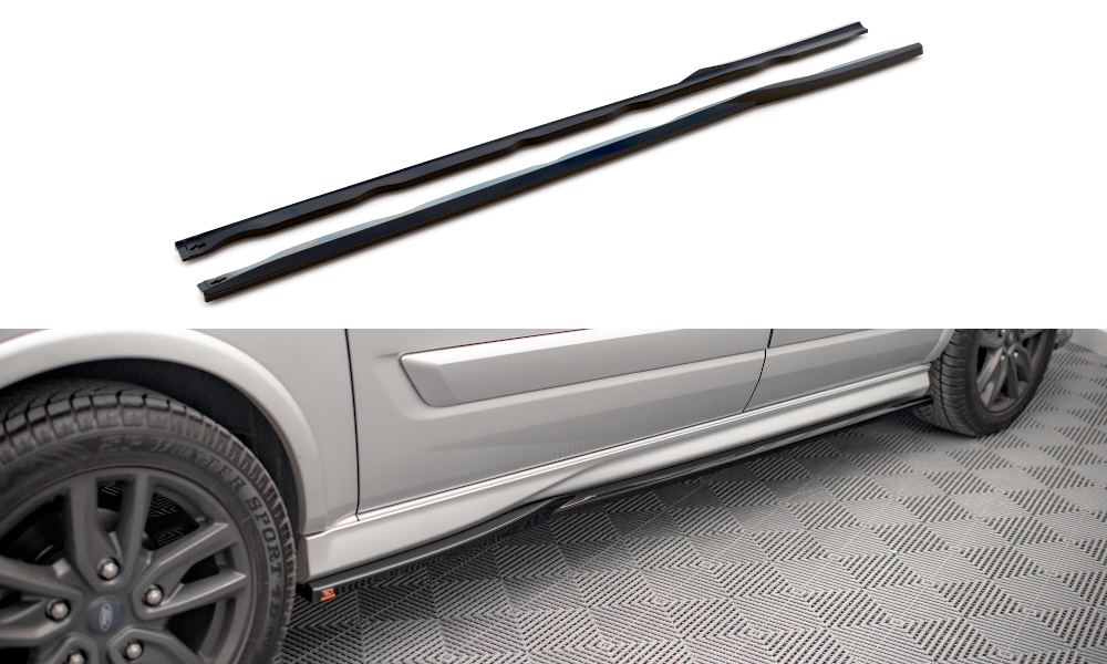Maxton Design Street+ Seitenschweller Leisten passend für Ford Transit Custom ST-Line Mk1 Facelift schwarz Hochglanz