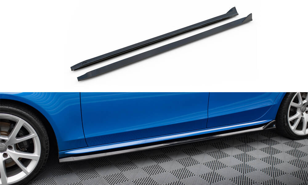 Maxton Design Street+ Seitenschweller Leisten passend für V.4 Audi A4 / A4 S-Line / S4 B8 schwarz Hochglanz