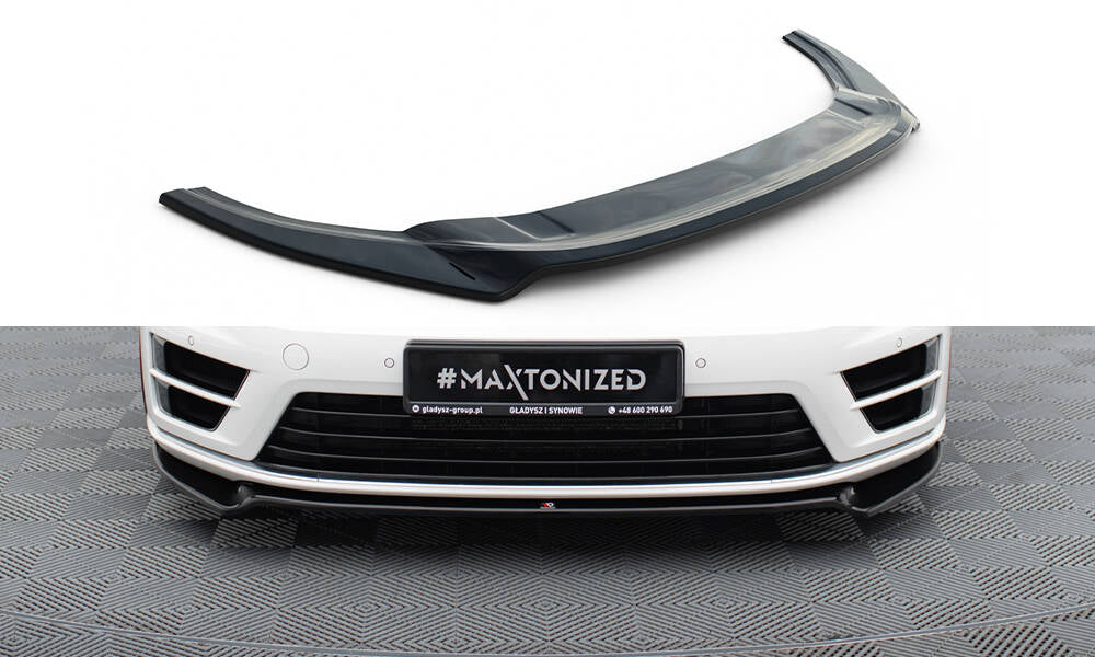 Maxton Design Street+ Spoilerlippe Front Ansatz V.2 passend für VW Golf R / R-Line Mk7 schwarz Hochglanz