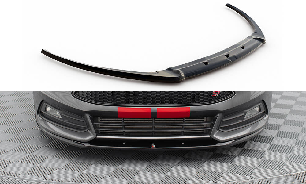 Maxton Design Street+ Spoilerlippe Front Ansatz passend für Ford Focus ST Mk3 FL (Cupra) schwarz Hochglanz