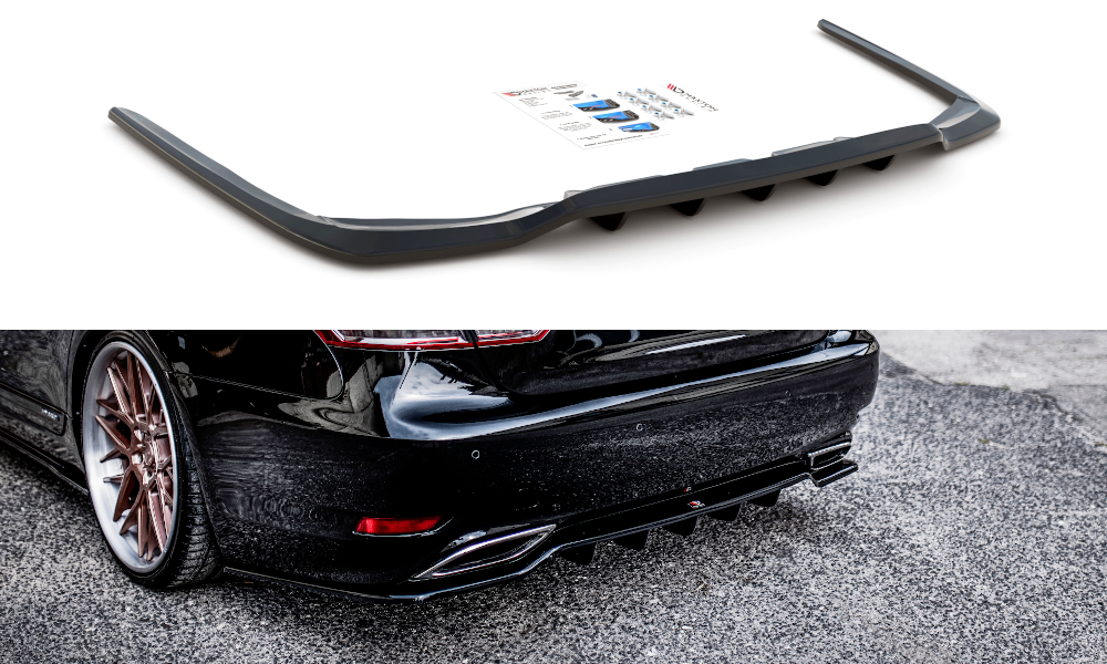 Maxton Design Street+ Mittlerer Diffusor RACE passend für Lexus LS Mk4 Facelift schwarz Hochglanz