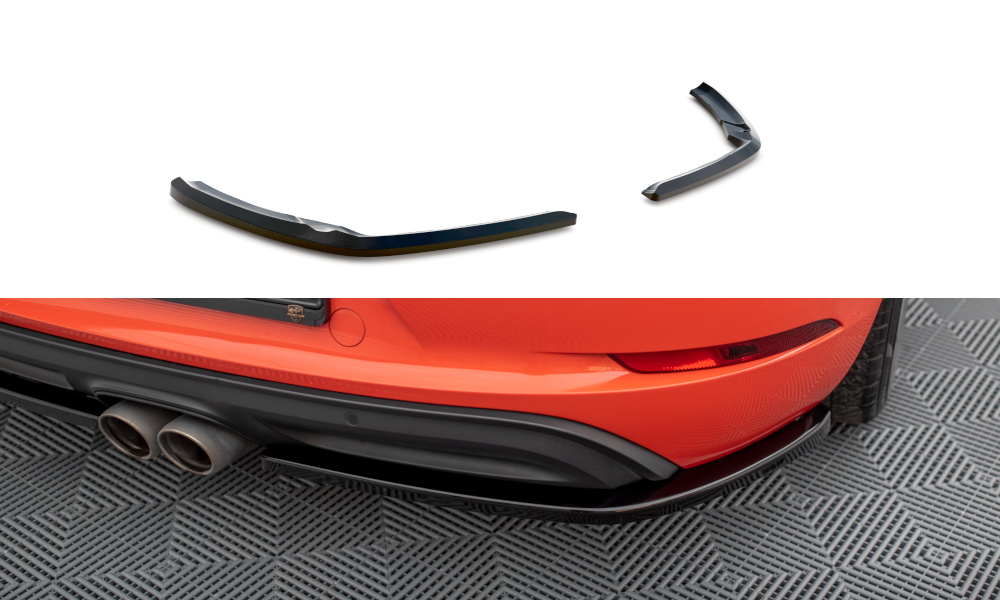 Maxton Design Heck Ansatz Flaps Diffusor passend für Porsche 718 Cayman 982c schwarz Hochglanz
