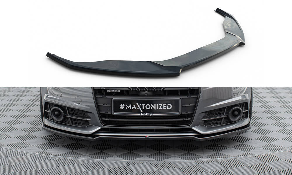 Maxton Design Street+ Spoilerlippe Front Ansatz V.2 passend für Audi A6 / A6 C7 S-line/ S6 C7 Facelift schwarz Hochglanz