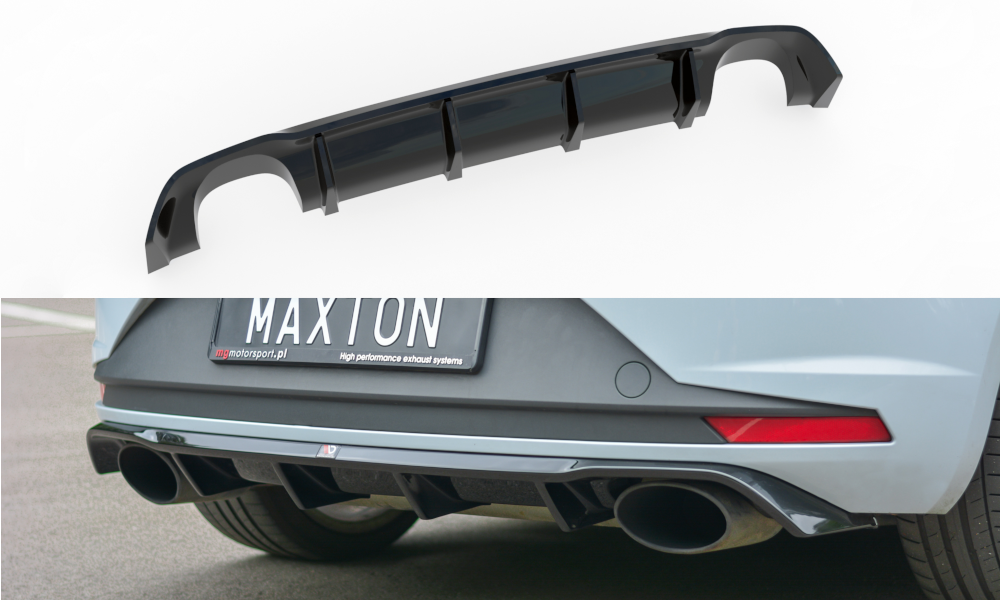 Maxton Design Diffusor Heck Ansatz passend für Seat Leon III Cupra schwarz Hochglanz