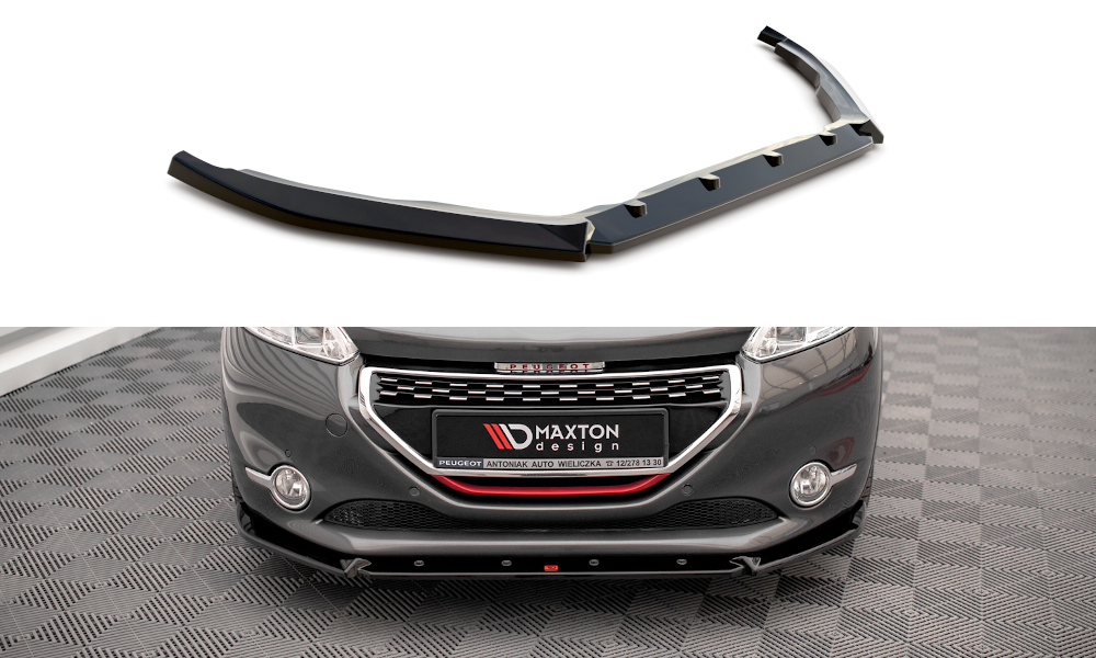 Maxton Design Street+ Spoilerlippe Front Ansatz V.2 passend für Peugeot 208 GTi Mk1 schwarz Hochglanz