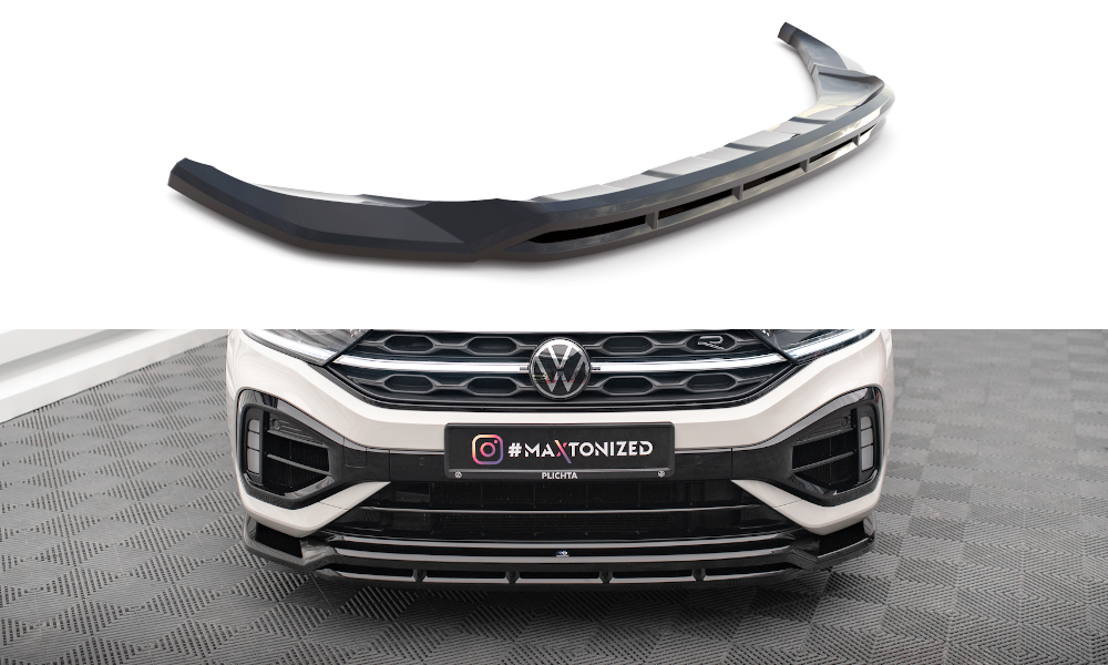 Maxton Design Street+ Spoilerlippe Front Ansatz V.1 passend für VW T-Roc R / R-Line Mk1 Facelift schwarz Hochglanz