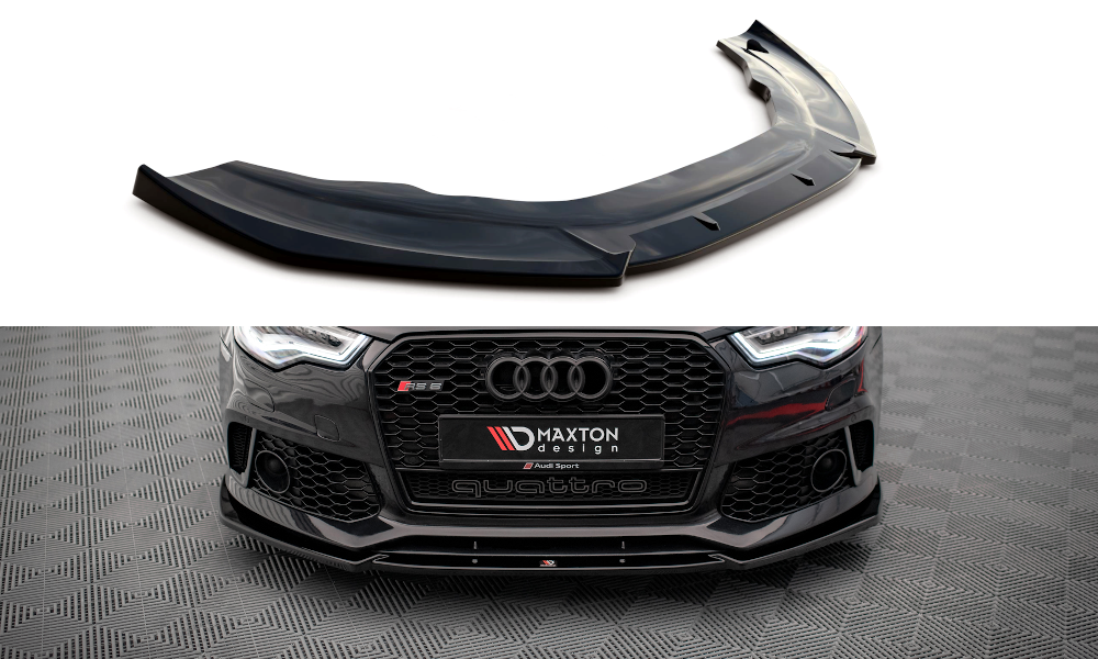 Maxton Design Street+ Spoilerlippe Front Ansatz passend für Audi A6 RS6 Look C7 schwarz Hochglanz