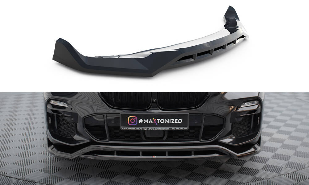 Maxton Design Street+ Spoilerlippe Front Ansatz V.2 passend für BMW X5 M-Paket G05 schwarz Hochglanz